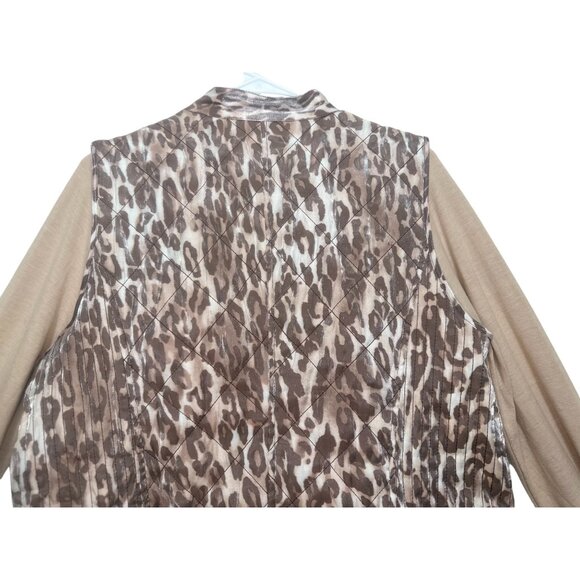 Chicos Leopard Print Puffer Vest with top Womens Large Quilted Classic Preppy - Picture 15 of 16